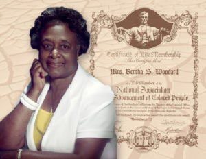 Bertha Woodard with her Life Membership certificate in the NAACP.