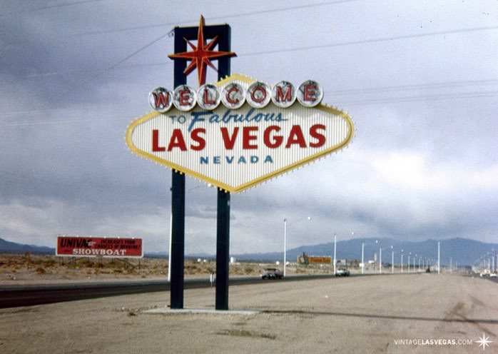 The original “Welcome to Fabulous Las Vegas Nevada” sign located at
5100 Las Vegas Blvd S. since 1959. From www.vintagelasvegas.com